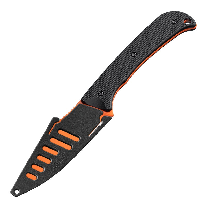 Hogue Extrak Knife 3.3" Fixed Clip Point Blade CPM M4 - Orange Cerakote - G10 Solid Black Peel Ply