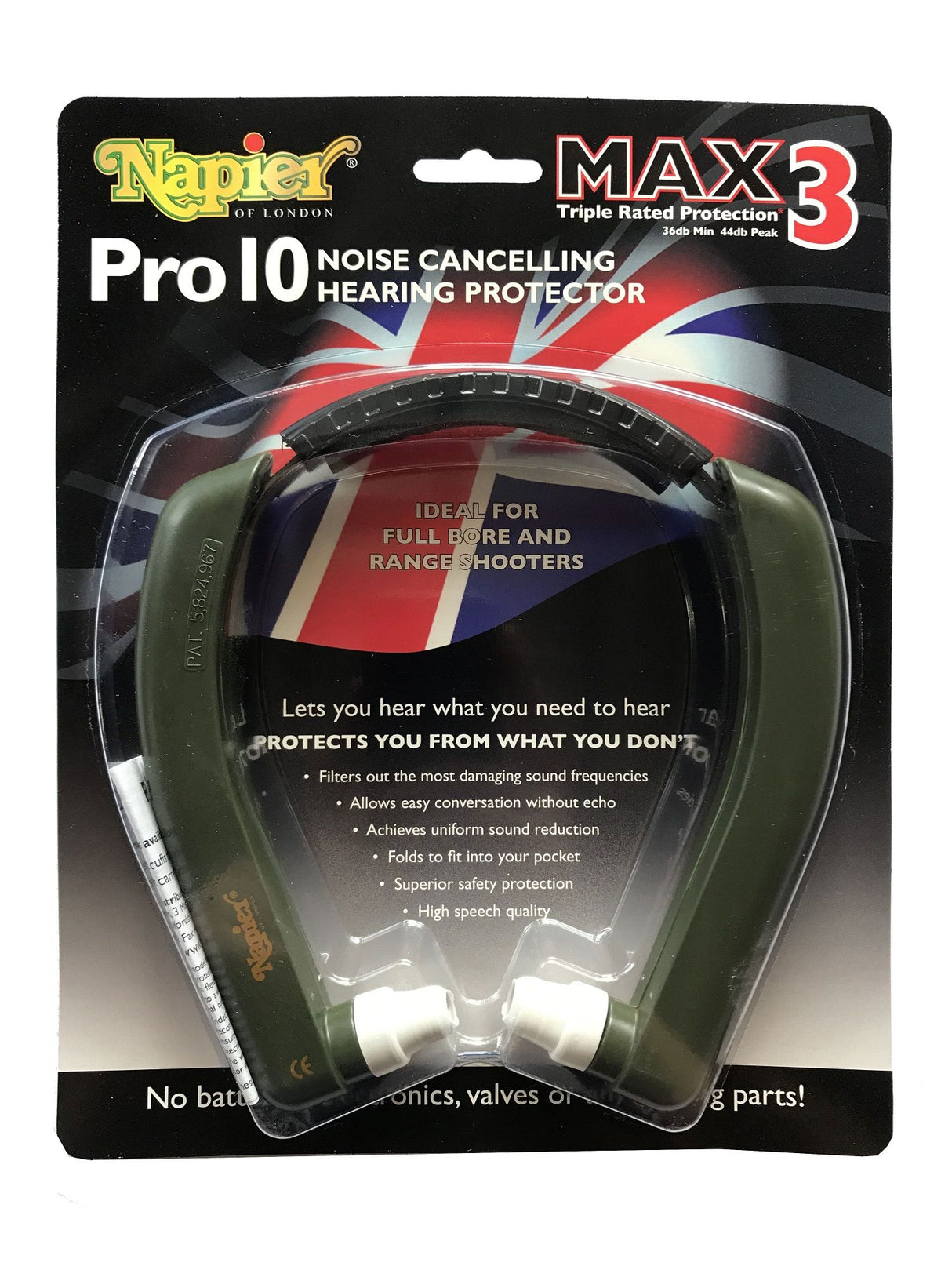 Napier Pro10 Noise Cancelling Hearing Protection - Green