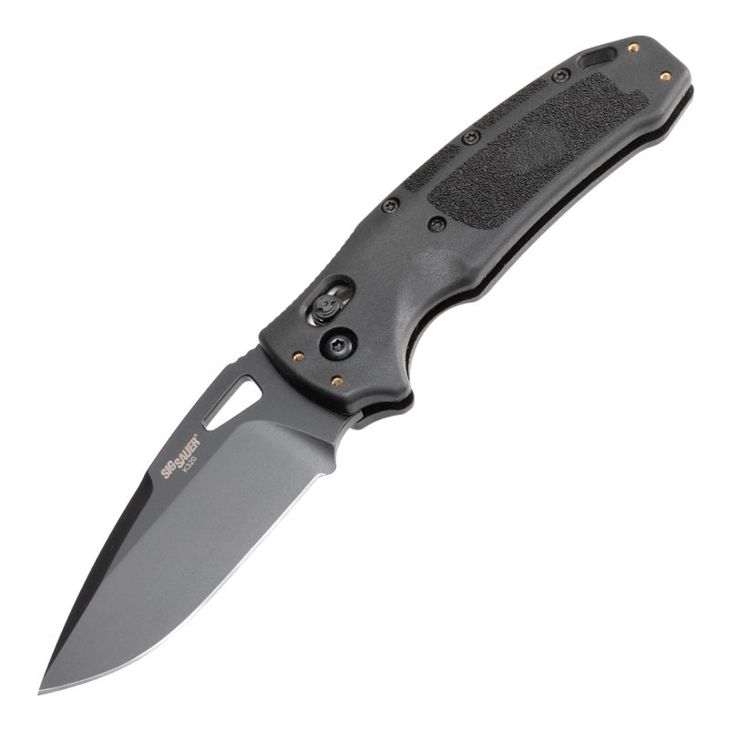 Hogue SIG Sauer K320 3.5" Folder (Nitron) - Drop Point Blade - Black Cerakote - Black Polymer Frame