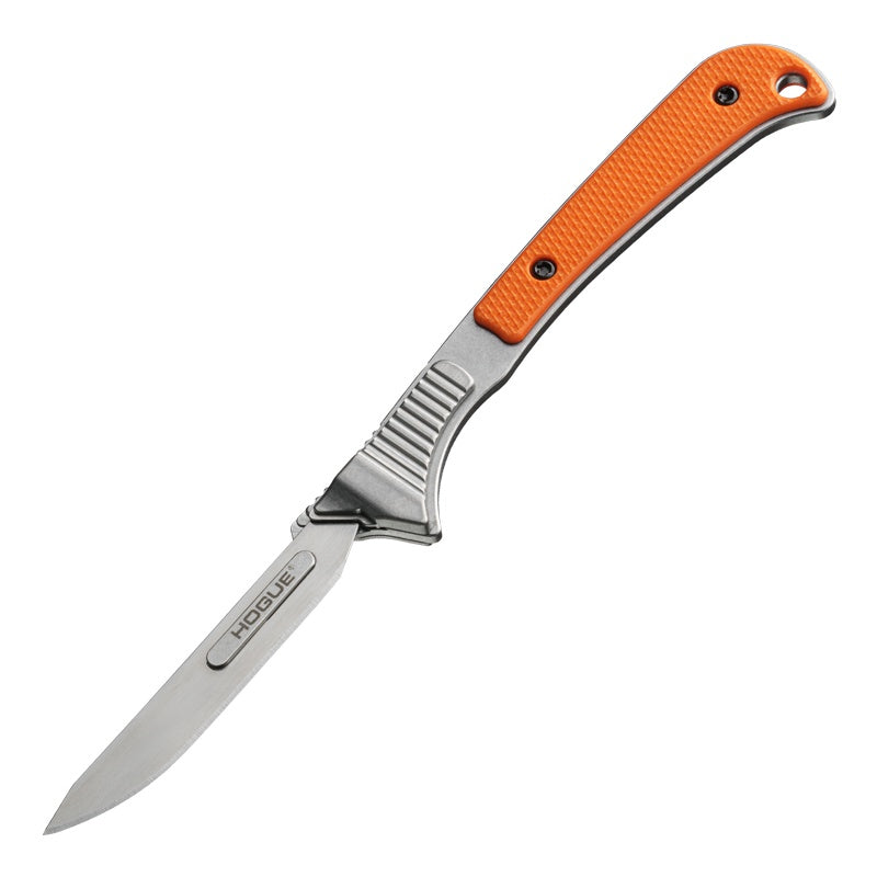 Hogue Expel Fixed Scalpel 2.5" Replaceable Blade - Tumbled Finish 440C Series SS Body - G10 Solid Orange Peel Ply