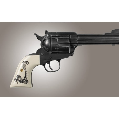 Hogue Ruger Blackhawk/Vaquero Scrimshaw Ivory Polymer - Cobra Snake
