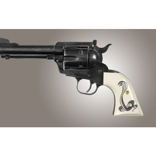 Hogue Ruger Blackhawk/Vaquero Scrimshaw Ivory Polymer - Cobra Snake