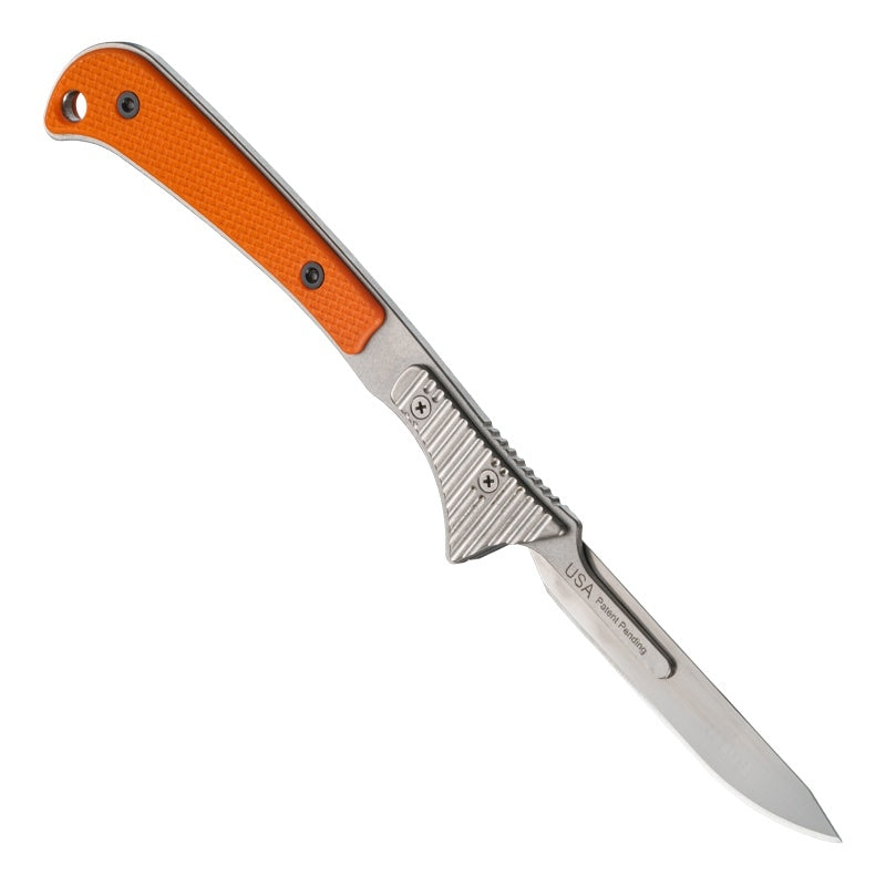 Hogue Expel Fixed Scalpel 2.5" Replaceable Blade - Tumbled Finish 440C Series SS Body - G10 Solid Orange Peel Ply