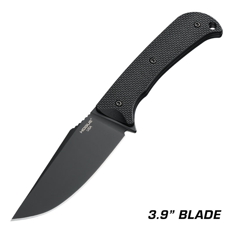Hogue Extrak XL Knife 3.9" Fixed Clip Point Blade CPM M4 - Black Cerakote - G10 Solid Black Peel Ply Scales