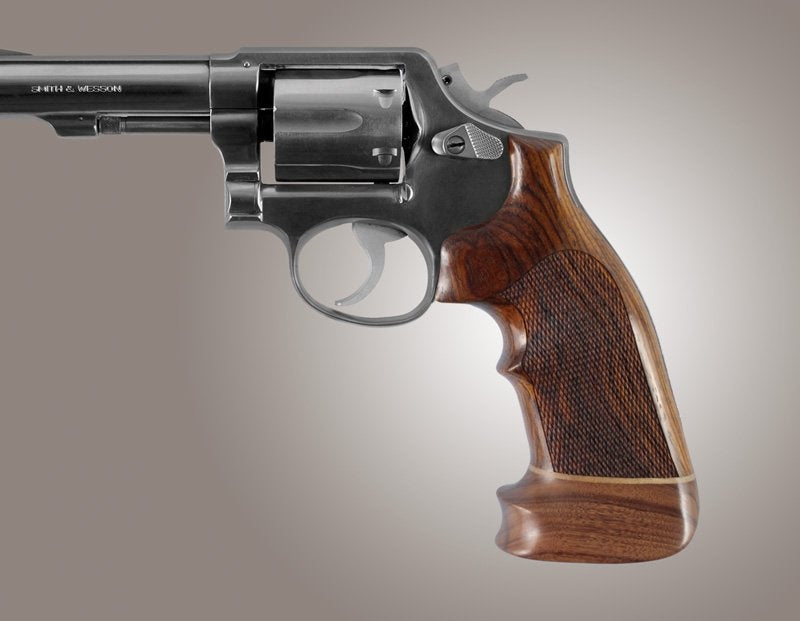 Houge S&W K or L Frame Square Butt Cocobolo Top Finger Groove Big Butt Checkered