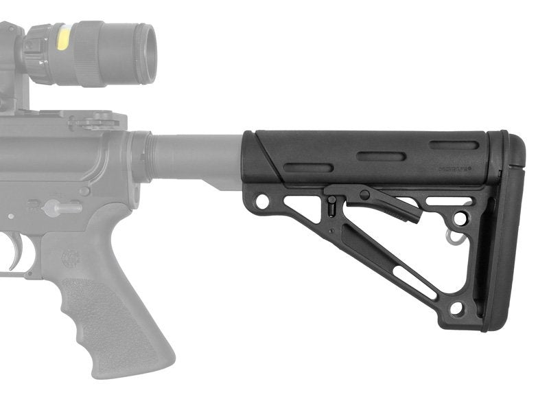 Hogue AR-15/M-16 OverMolded Collapsible Buttstock - Fits Mil-Spec Buffer Tube - Black Rubber