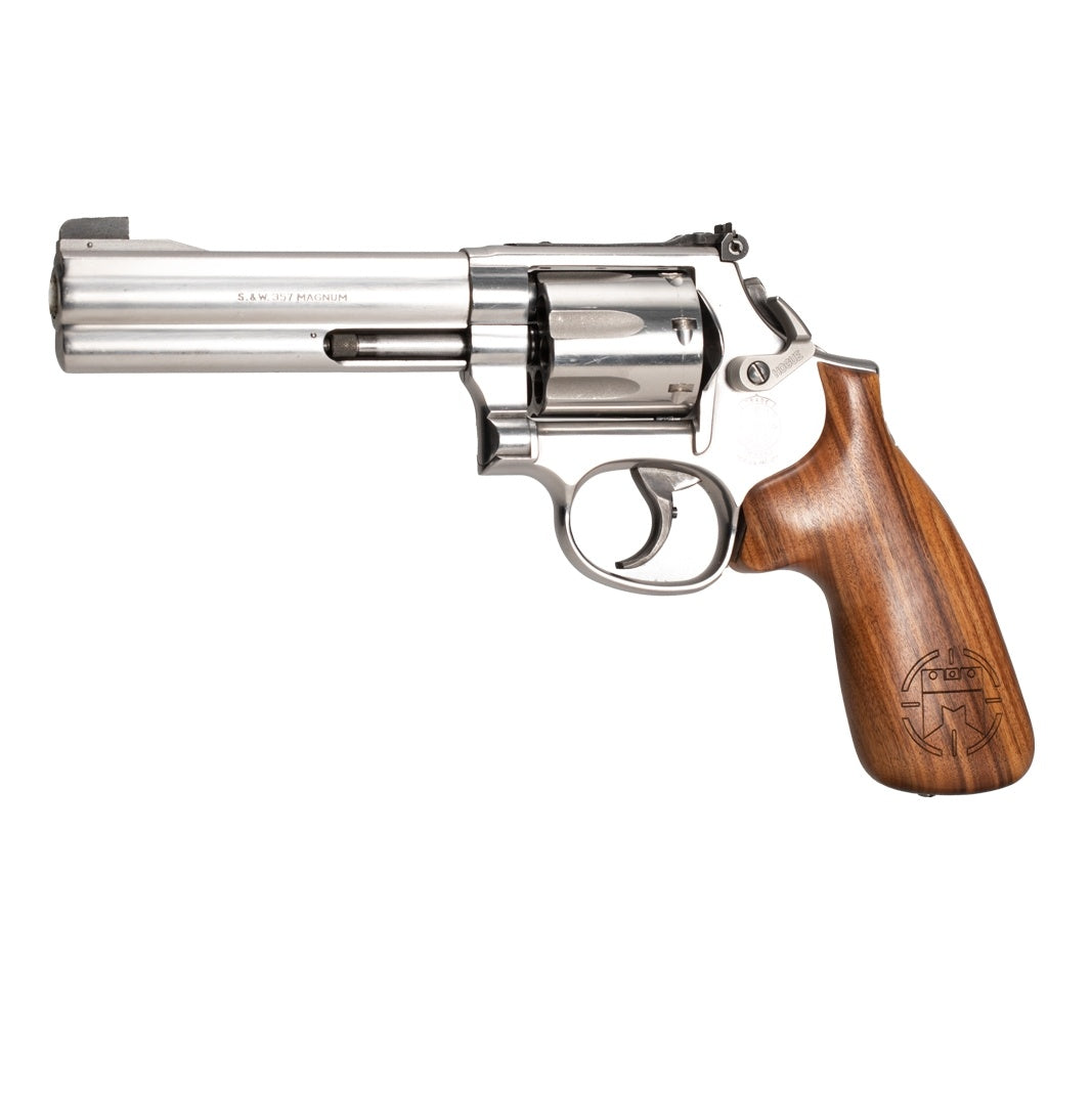 Hogue S&W K or L Frame Round Butt Conversion - Smooth - PAU FERRO - w/ Miculek M Sight Logo