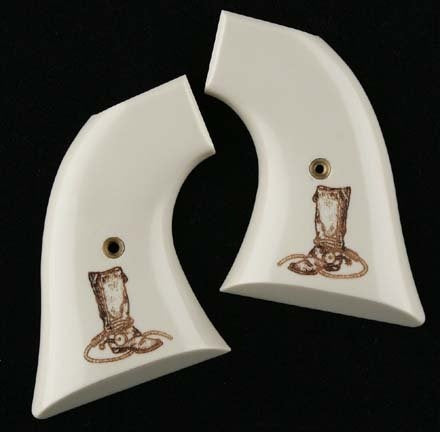 Hogue Colt Single Action Scrimshaw Ivory Polymer - Boot & Rope