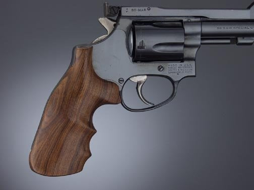 Hogue S&W J Frame Square Butt - Smooth - PAU FERRO - w/ Finger Grooves