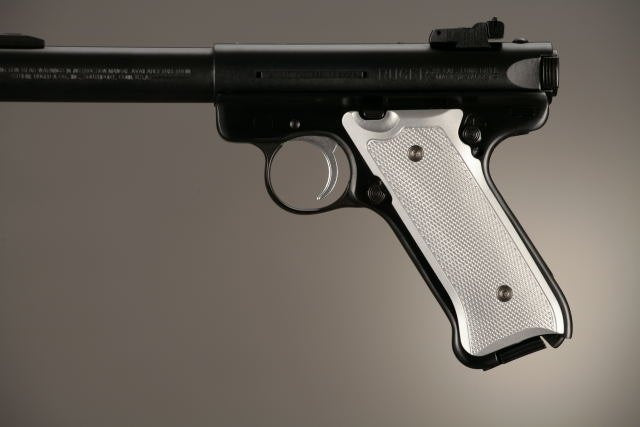 Hogue Ruger MK II / MK III Checkered Aluminum - Brushed Gloss Clear Anodize