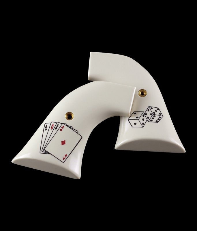 Hogue Ruger Blackhawk/Vaquero Scrimshaw Ivory Polymer - Aces w/Dice