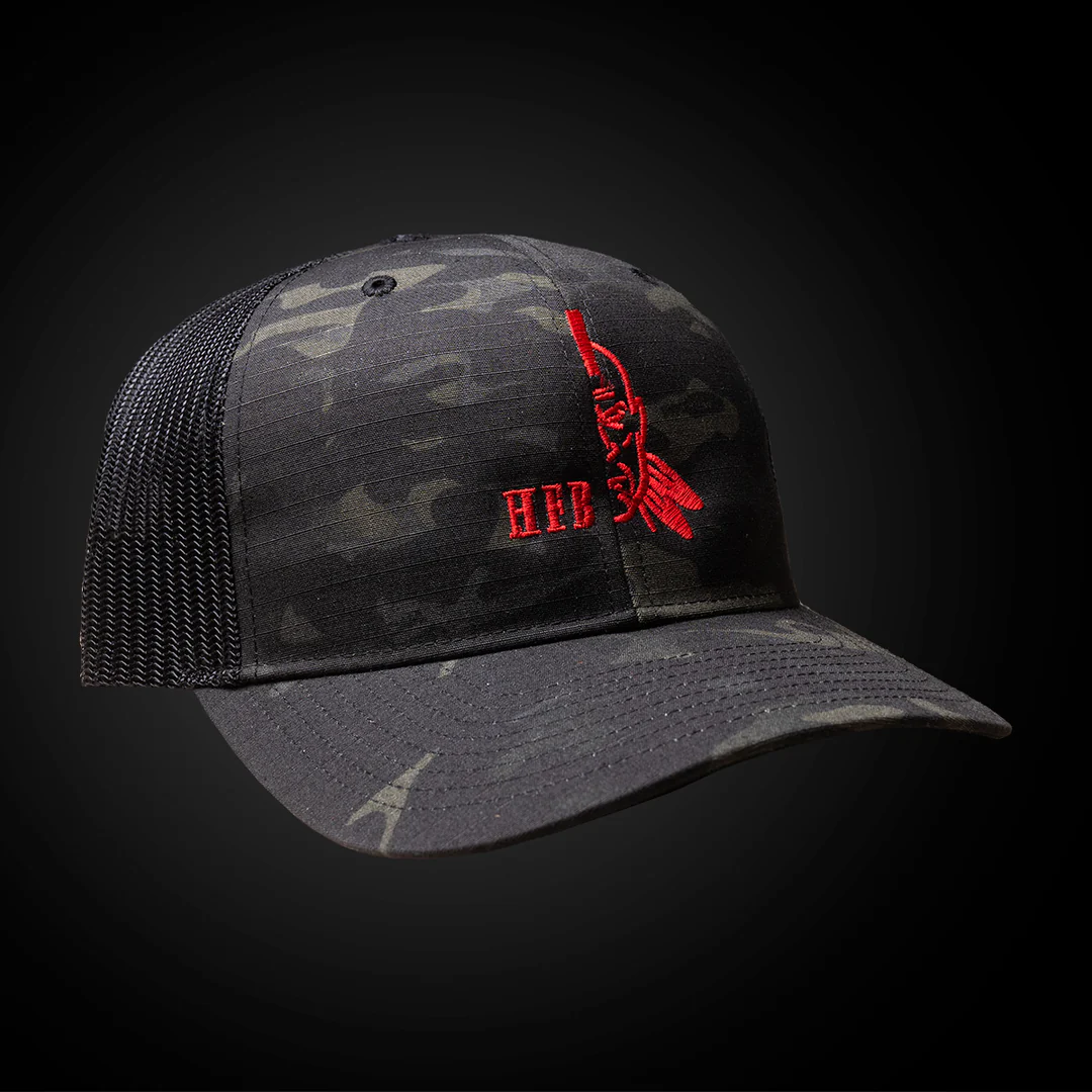 Half Face Blades Multicam Black Red HFB Logo, Mesh Snap Back