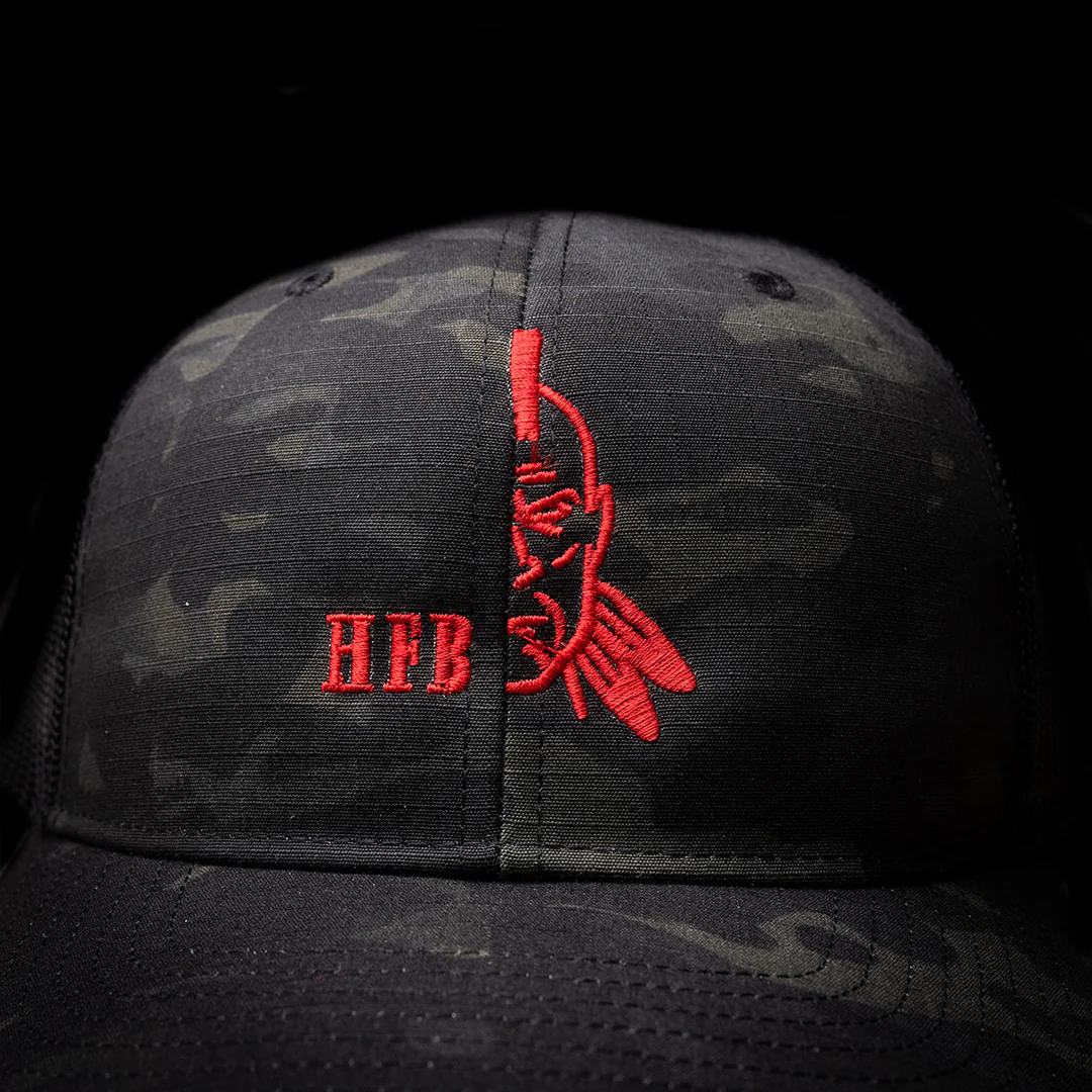 Half Face Blades Multicam Black Red HFB Logo, Mesh Snap Back