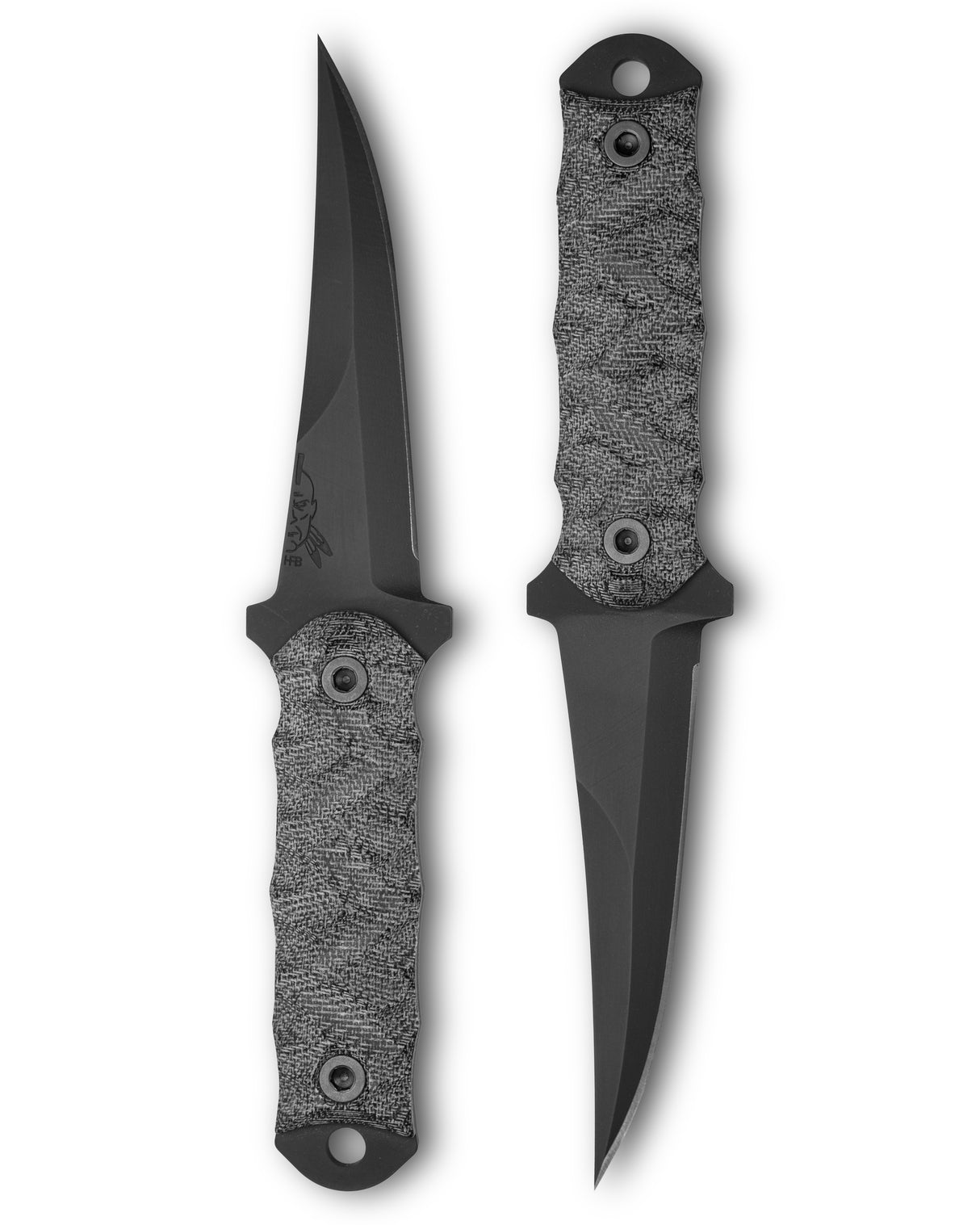 Half Face Blades Combat Filet - 4in Black Micarta S45VN
