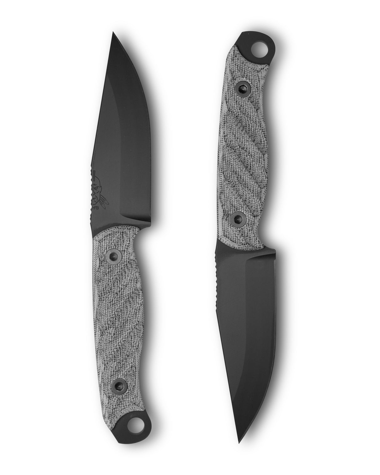 Half Face Blades Crow Jr Knife - 4.1in Black Micarta S45VN