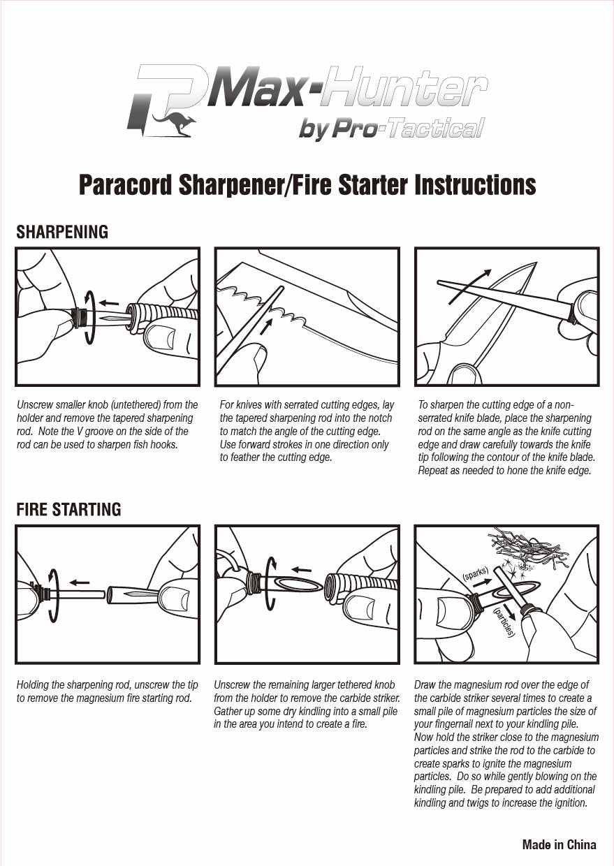 Pro-Tactical Paracord Knife Sharpener & Flint Tool - Yellow