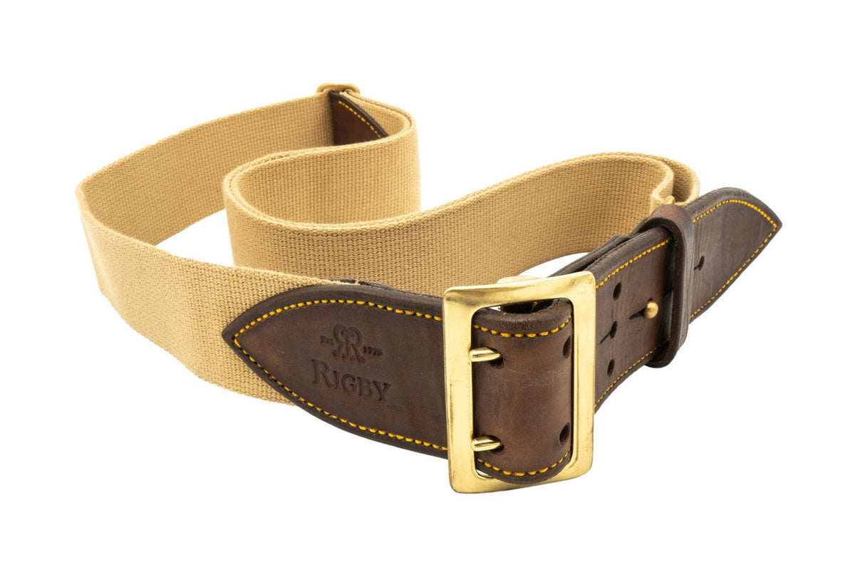 Rigby Canvas and Leather Hunting Safari Belt - Medium 26-42"