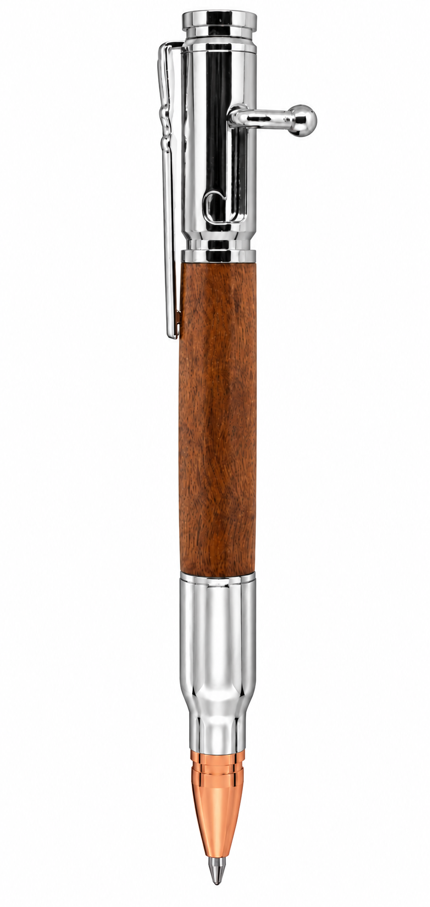 Luxury Bolt Action Rifle Pen - Chrome, Maple Wood
