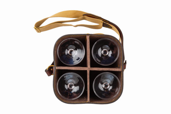 Rigby Leather Wine Glass Carrier (Includes 4 Glasses)