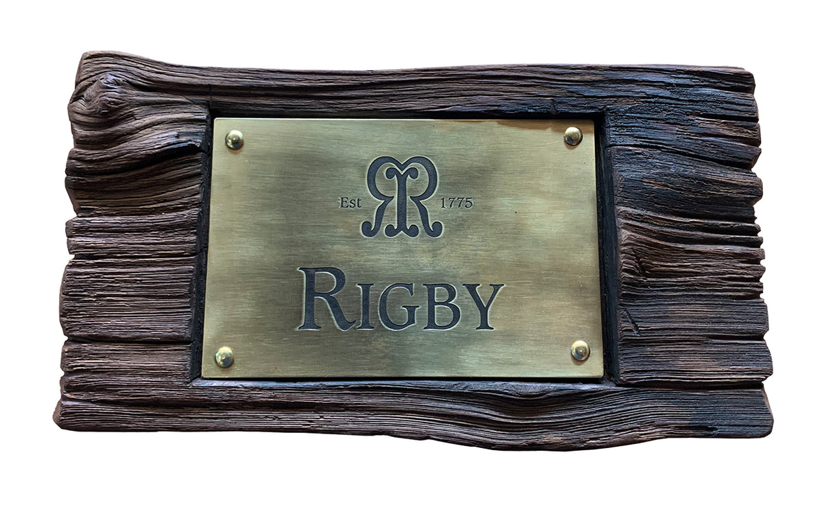 Rigby Limited Edition Wooden/Brass Sign