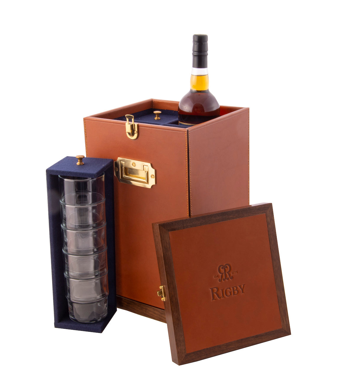 Rigby Bespoke Leather and Walnut Whisky Travel Case