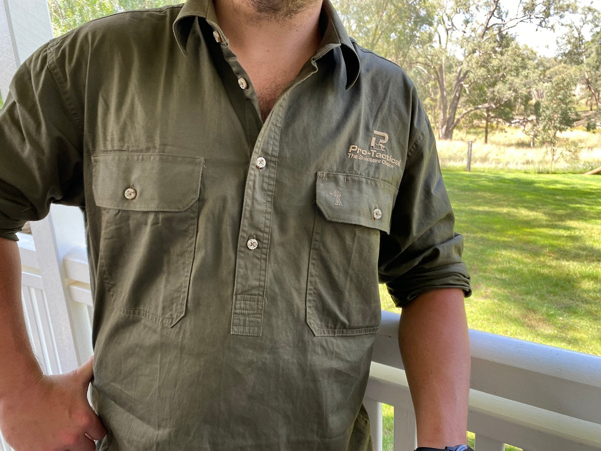 Pro-Tactical Pilbara Long Sleeve Hunting Shirt Olive - Small