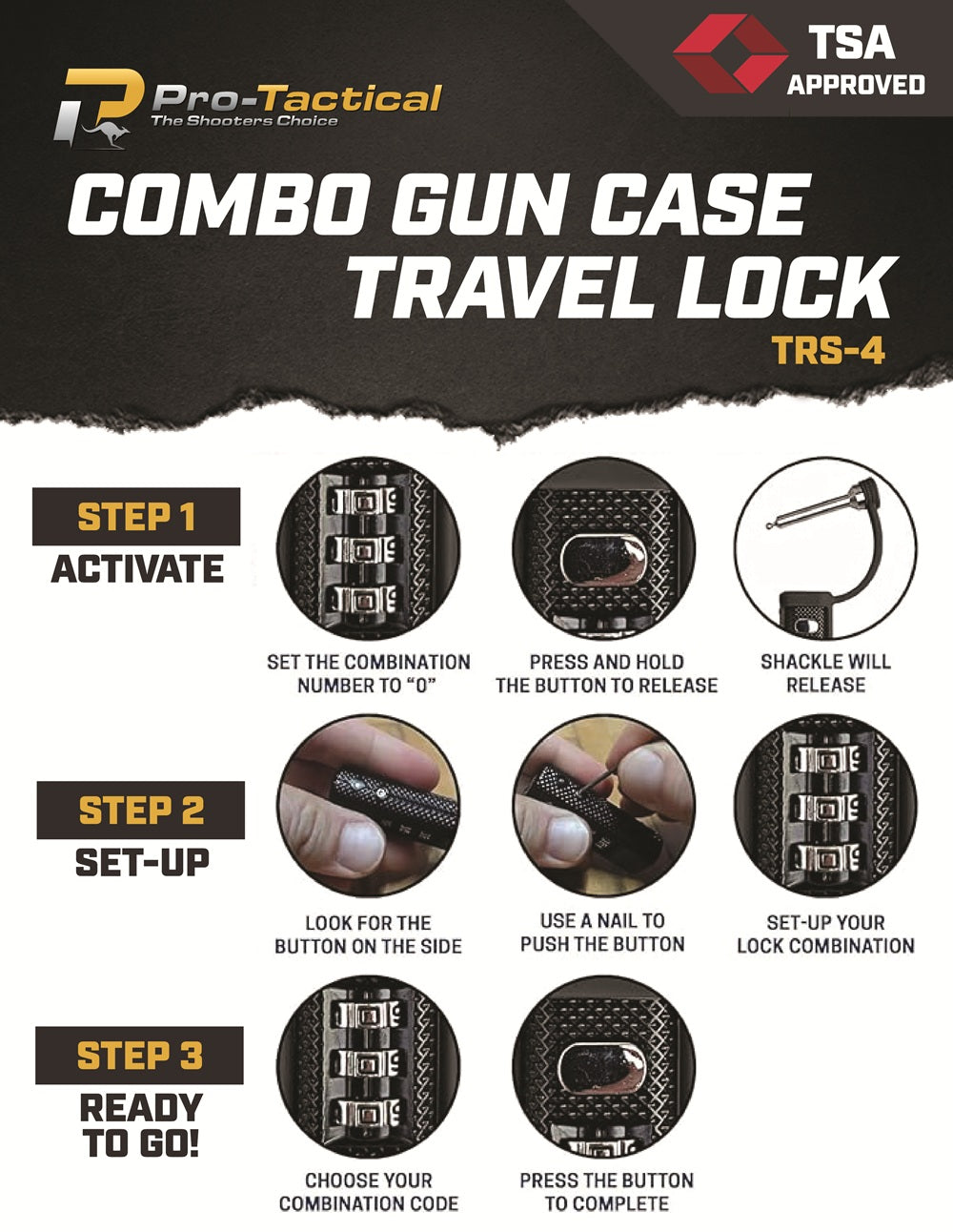 Pro-Tactical TRS-4 Gun Case Travel Lock - TSA Approved