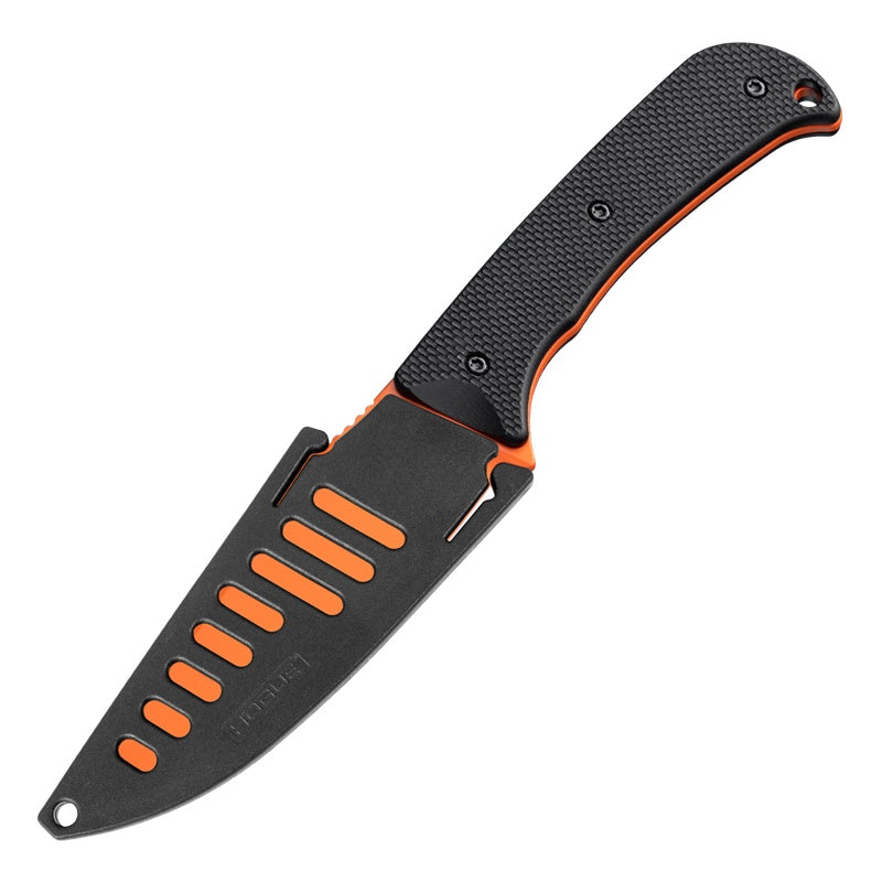 Hogue Extrak XL Knife 3.9" Fixed Clip Point Blade CPM M4 - Orange Cerakote - G10 Solid Black Peel Ply Scales