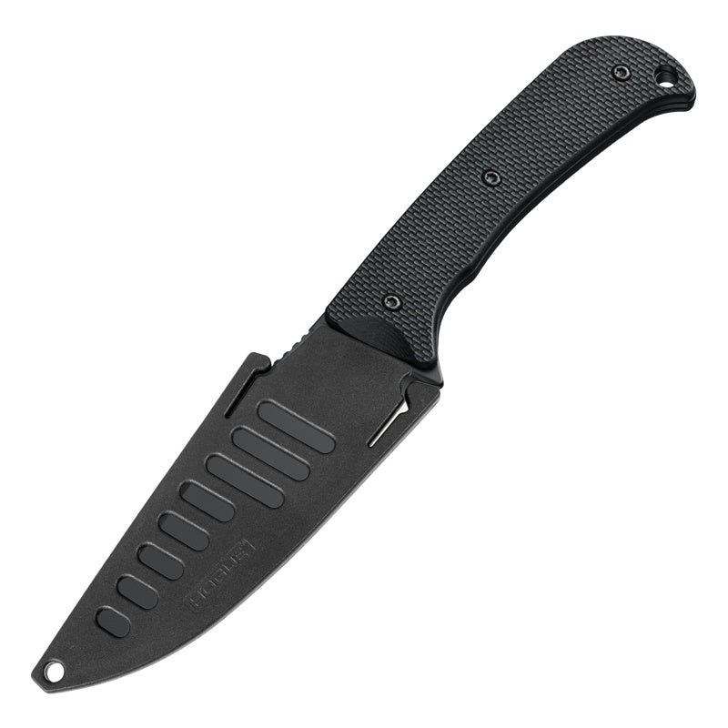 Hogue Extrak XL Knife 3.9" Fixed Clip Point Blade CPM M4 - Black Cerakote - G10 Solid Black Peel Ply Scales