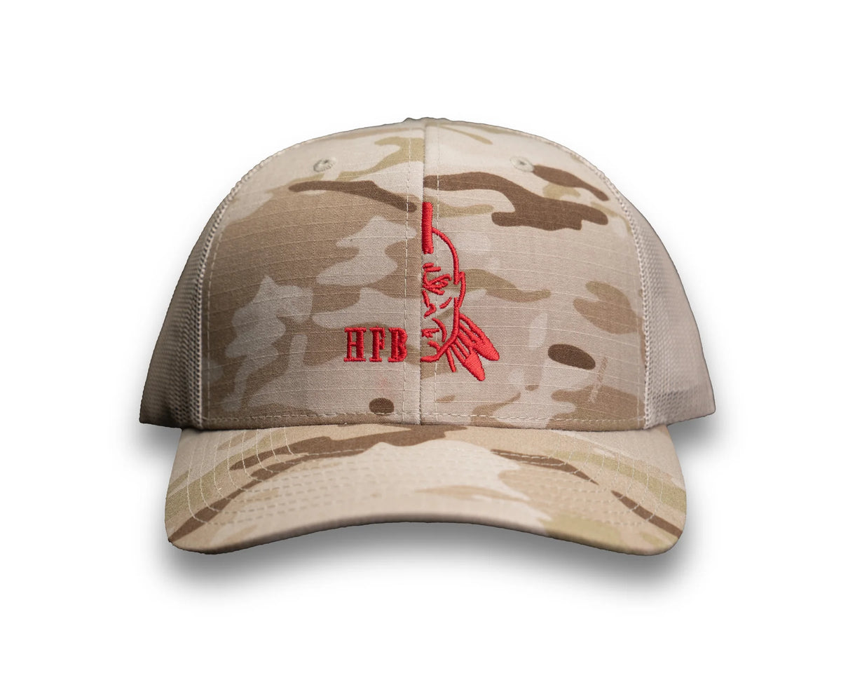 Half Face Blades Bark Duck Camo HFB American Flag Patch Trucker Hat