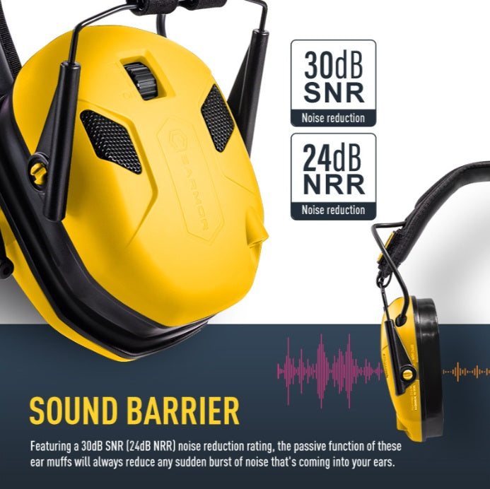 Earmor M300X Electronic Earmuffs - Yellow