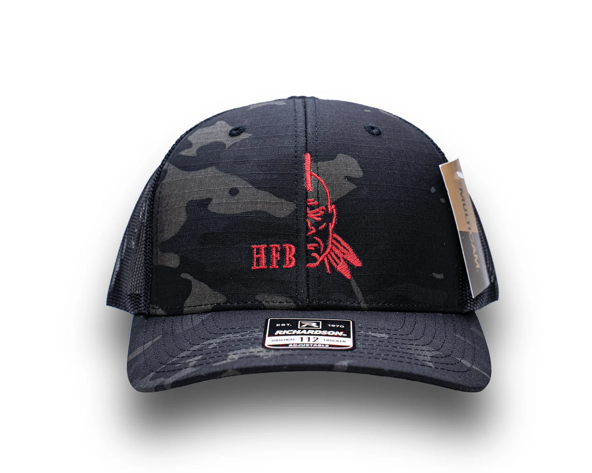 Half Face Blades Multicam Black Red HFB Logo, Mesh Snap Back
