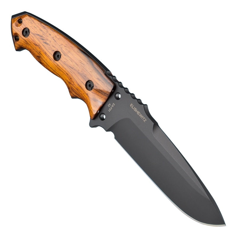 Hogue EX-F01 Fixed Blade Knife 5.5" - Drop Point Blade Black Cerakote - Cocobolo Hardwood Scales
