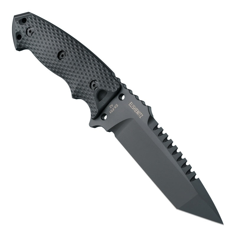 Hogue EX-F01 Fixed Blade Knife 5.5" - Tanto Blade Black Finish - G10 Frame - Black
