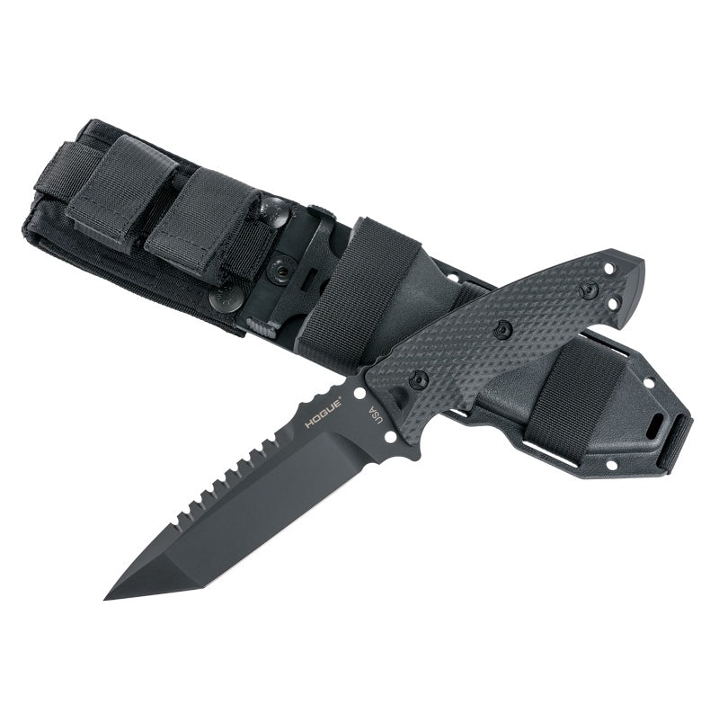 Hogue EX-F01 Fixed Blade Knife 5.5" - Tanto Blade Black Finish - G10 Frame - Black