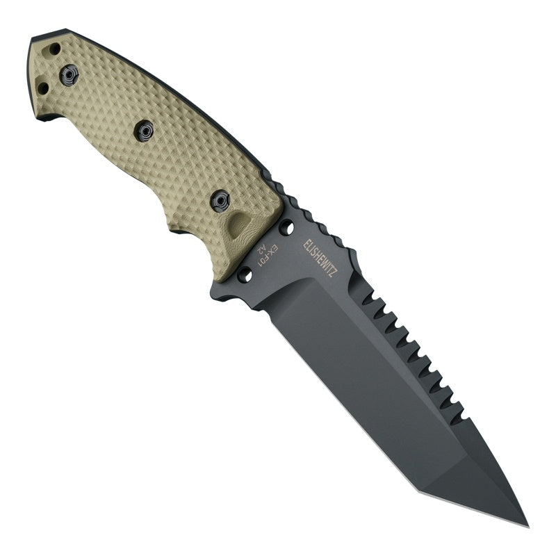 Hogue EX-F01 Fixed Blade Knife 5.5" - Tanto Blade Black Finish - G10 Frame - OD Green