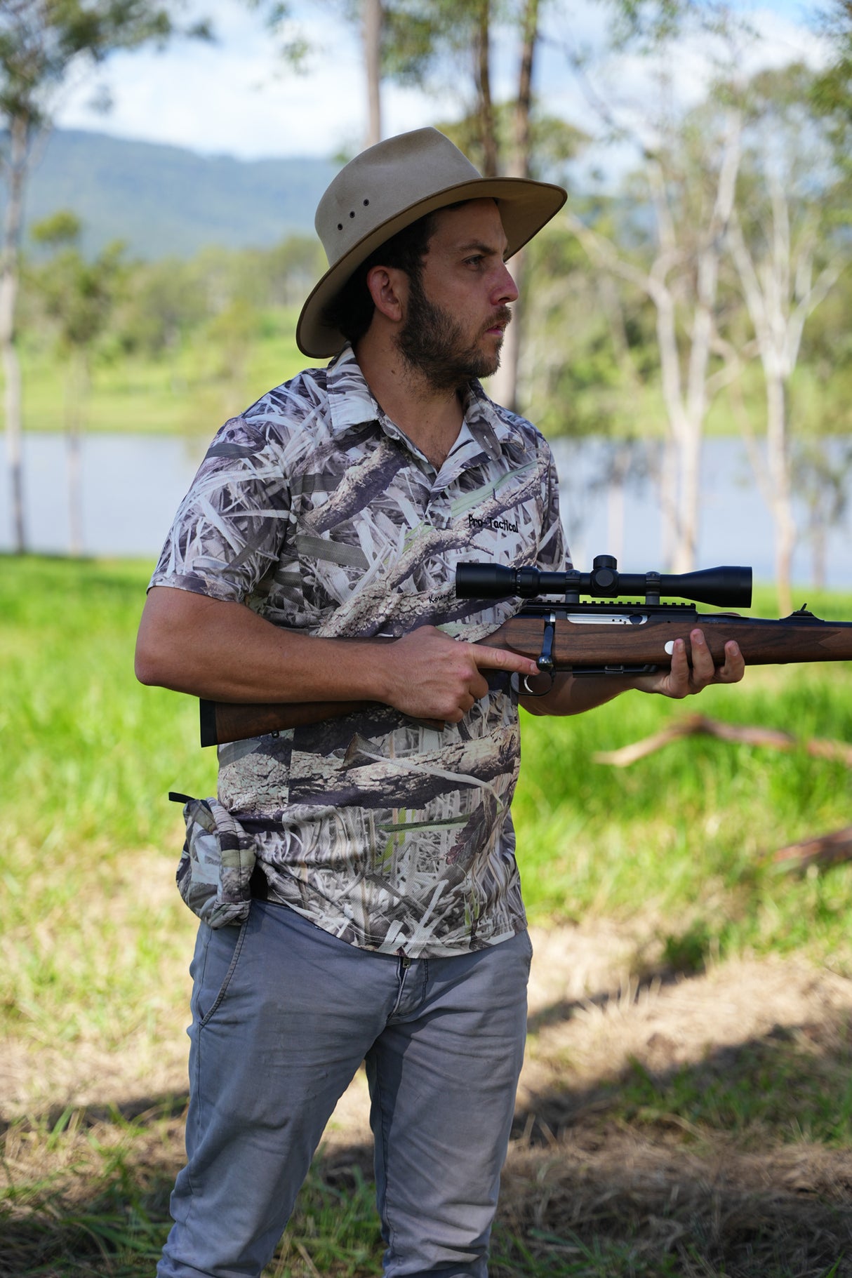 Pro-Tactical Koorangie Camo Bamboo Charcoal Polo Shirt LGE