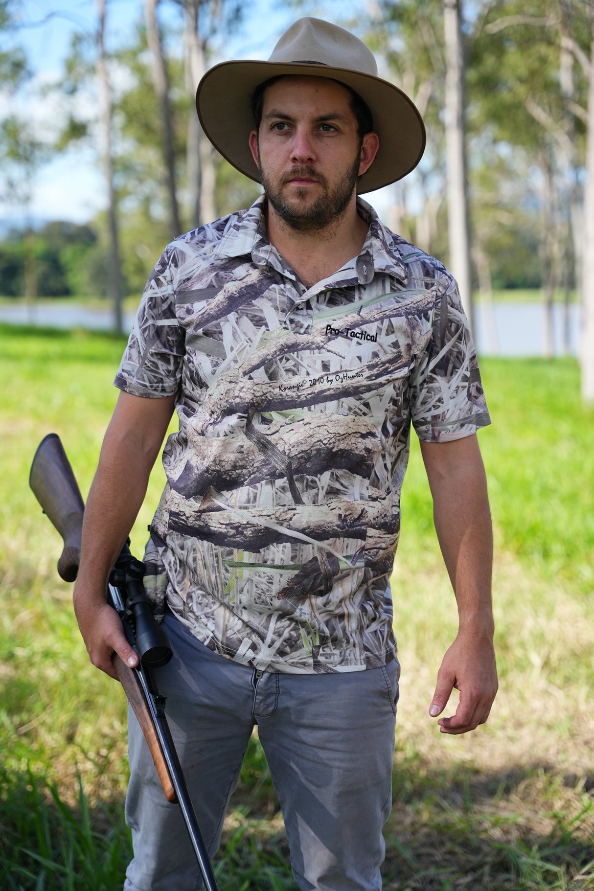 Pro-Tactical Koorangie Camo Bamboo Charcoal Polo Shirt LGE