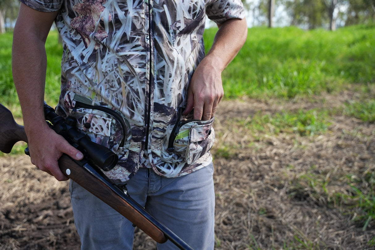 Pro-Tactical Koorangie Camo Vest Neon Orange Strip 4 Pocket Large