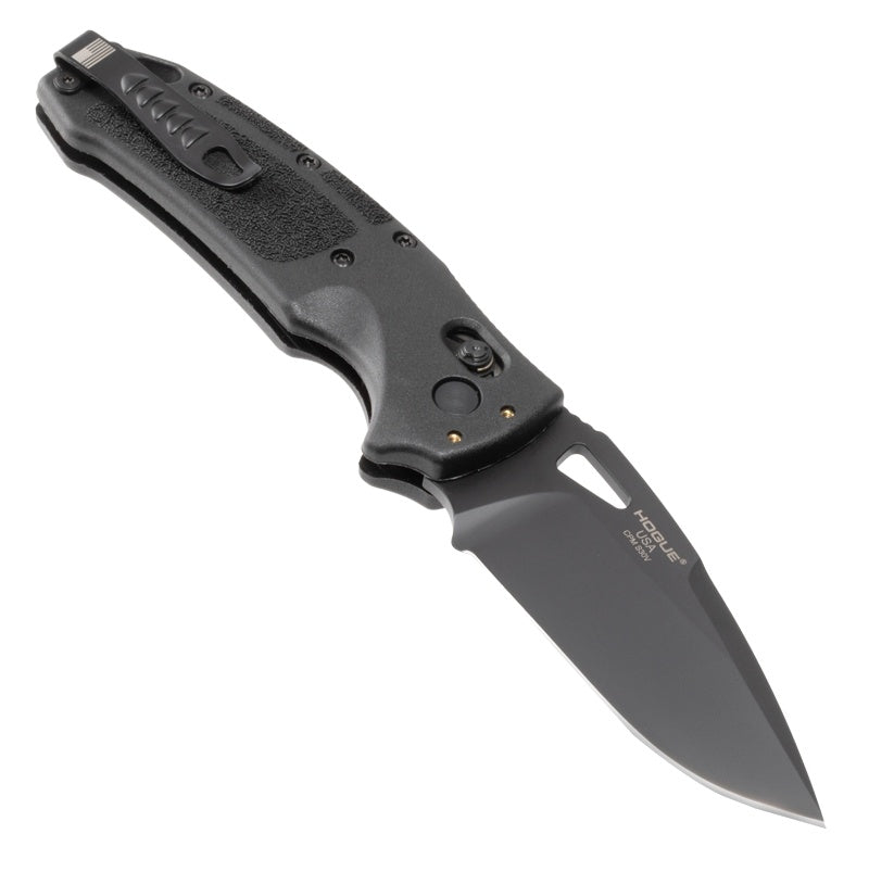 Hogue SIG Sauer K320 3.5" Folder (Nitron) - Drop Point Blade - Black Cerakote - Black Polymer Frame