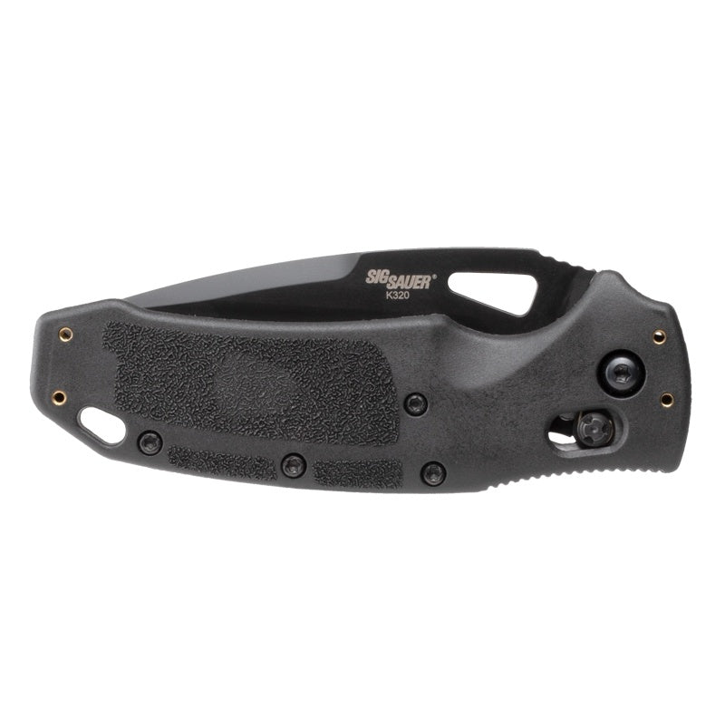 Hogue SIG Sauer K320 3.5" Folder (Nitron) - Drop Point Blade - Black Cerakote - Black Polymer Frame