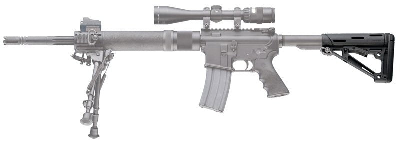 Hogue AR-15/M-16 OverMolded Collapsible Buttstock - Fits Mil-Spec Buffer Tube - Black Rubber