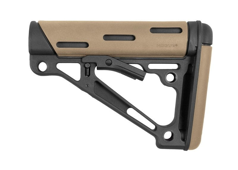 Hogue AR-15/M-16 OverMolded Collapsible Buttstock - Fits Mil-Spec Buffer Tube - FDE Rubber