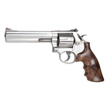Hogue S&W K or L Frame Round Butt Conversion - Smooth Hardwood Grip with Finger Grooves