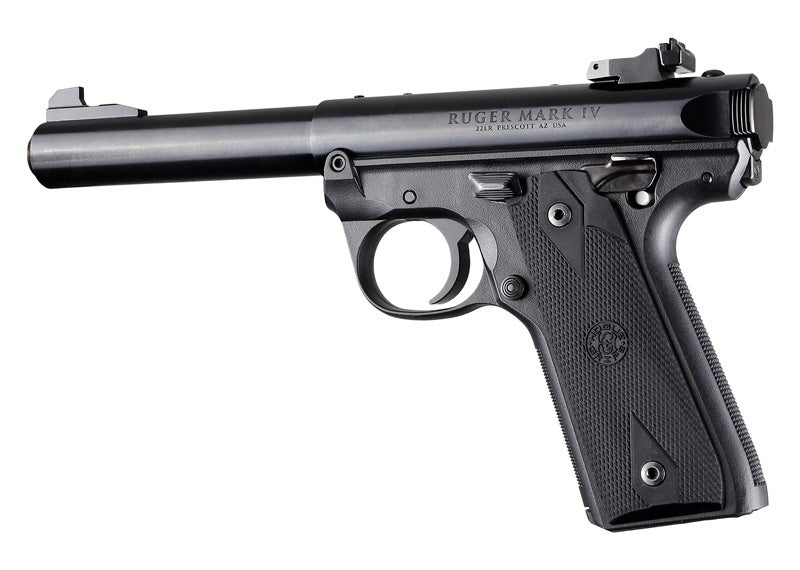 Hogue Ruger 22/45 MKIV Rubber Grip Panels Checkered W/Diamonds Black