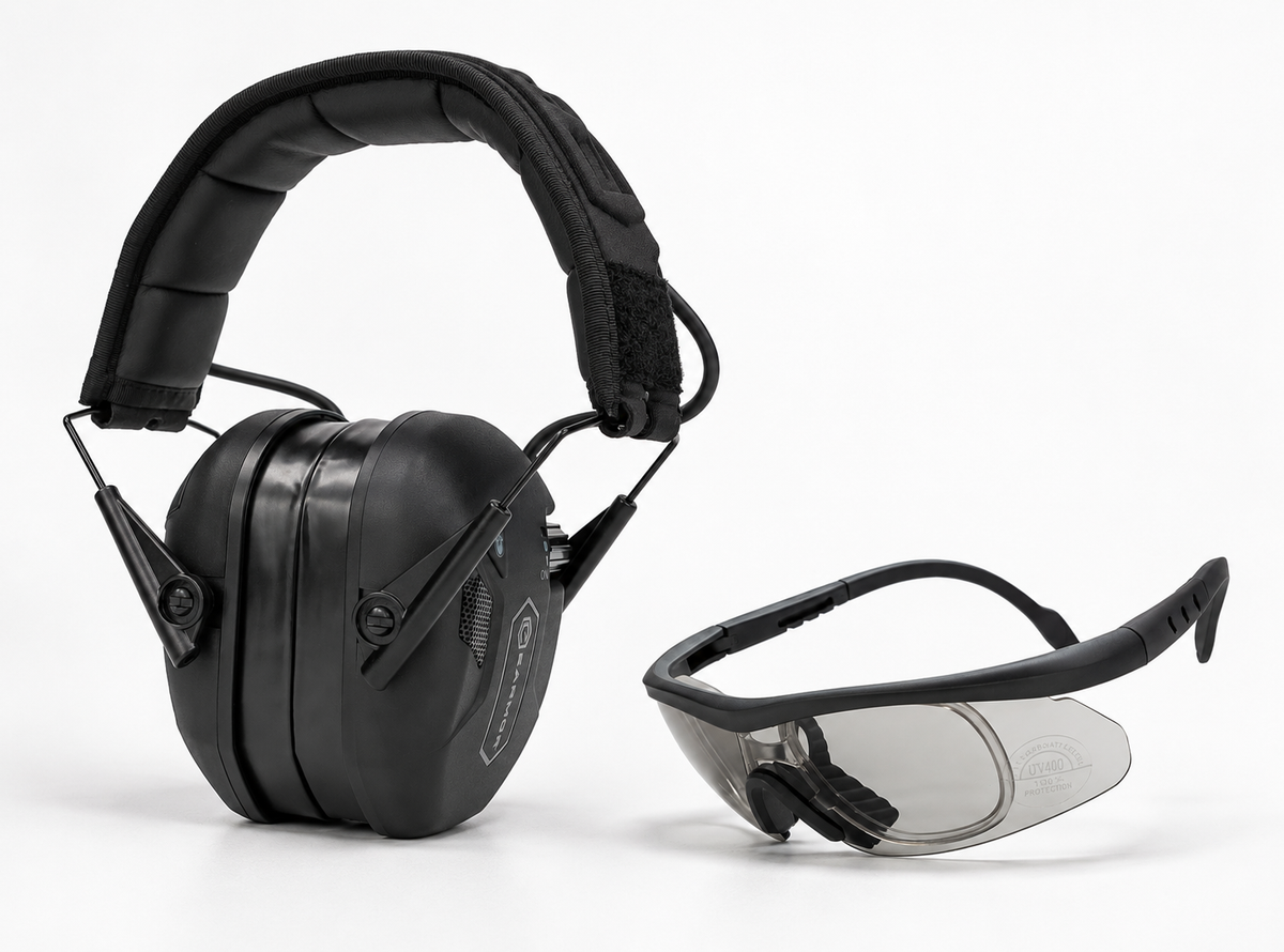 Earmor M300T Electronic Bluetooth Earmuffs & Shooting Glasses Package
