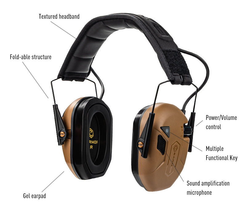 Earmor M300T Electronic Bluetooth Earmuffs - Coyote Brown