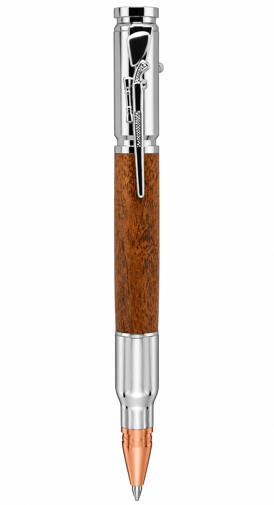 Luxury Bolt Action Rifle Pen - Chrome, Maple Wood