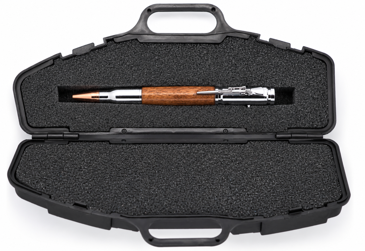 Luxury Bolt Action Rifle Pen - Chrome, Maple Wood