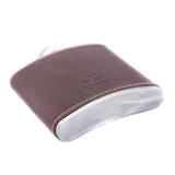 Rigby Leather Covered Hip Flask - Brown